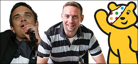 Robbie Williams, Ed George and Pudsey!