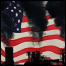 Composite image: US flag and pollution