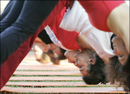 Yoga practitioners in Sydney, Australia.
