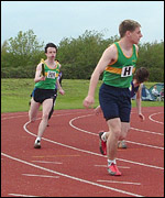 Christian competes in a relay