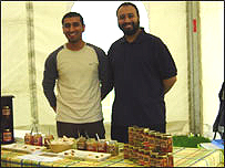 two men on pickle stall
