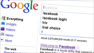 Screengrab of Google Instant