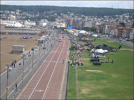Helicopters lined up in Weston-super-Mare