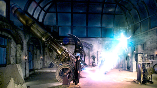 The werewolf is caught in the moonbeam.