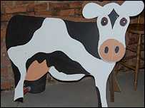 Cardboard cut-out cow