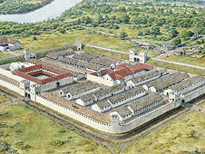 Ail-gread o gaer Rufeinig Segontium ger Caernarfon © Cadw. Llywodraeth Cynulliad Cymru (Hawlfraint y Goron). 