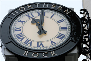A clock outside a branch of Northern Rock