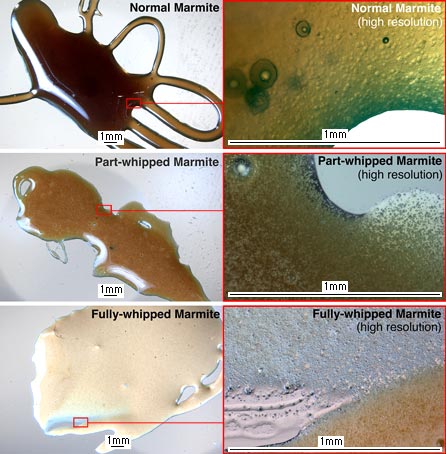 Dr Yan Wong's microscope images of whipped Marmite