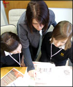 Jasmine, Molly and their teacher Miss Watkin