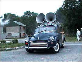 A driverless car circles the square endlessly 