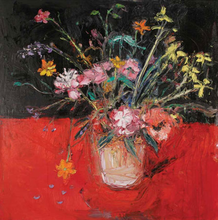 Shani Rhys James' Peonies II. Image courtesy of the artist and provided by Martin Tinney Gallery, Cardiff, www.artwales.com