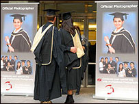 身穿毕业服的学生