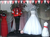 Doncaster Rovers display in a bridal shop
