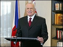 Václav Klaus při novoročním projevu