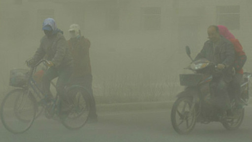 中國甘肅的沙塵暴