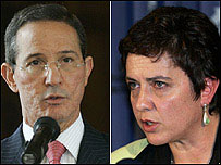 Os ministros Relações Exteriores da Colômbia, Fernando Araújo, e do Equador, María Isabel Salvador