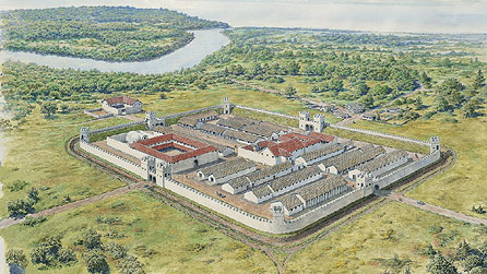 Recreation of a Roman fortress Segontium near Caernarfon. Copyright CADW (Crown Copyright)