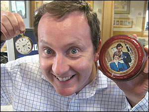 Jamie Campbell with his antique watch and tin