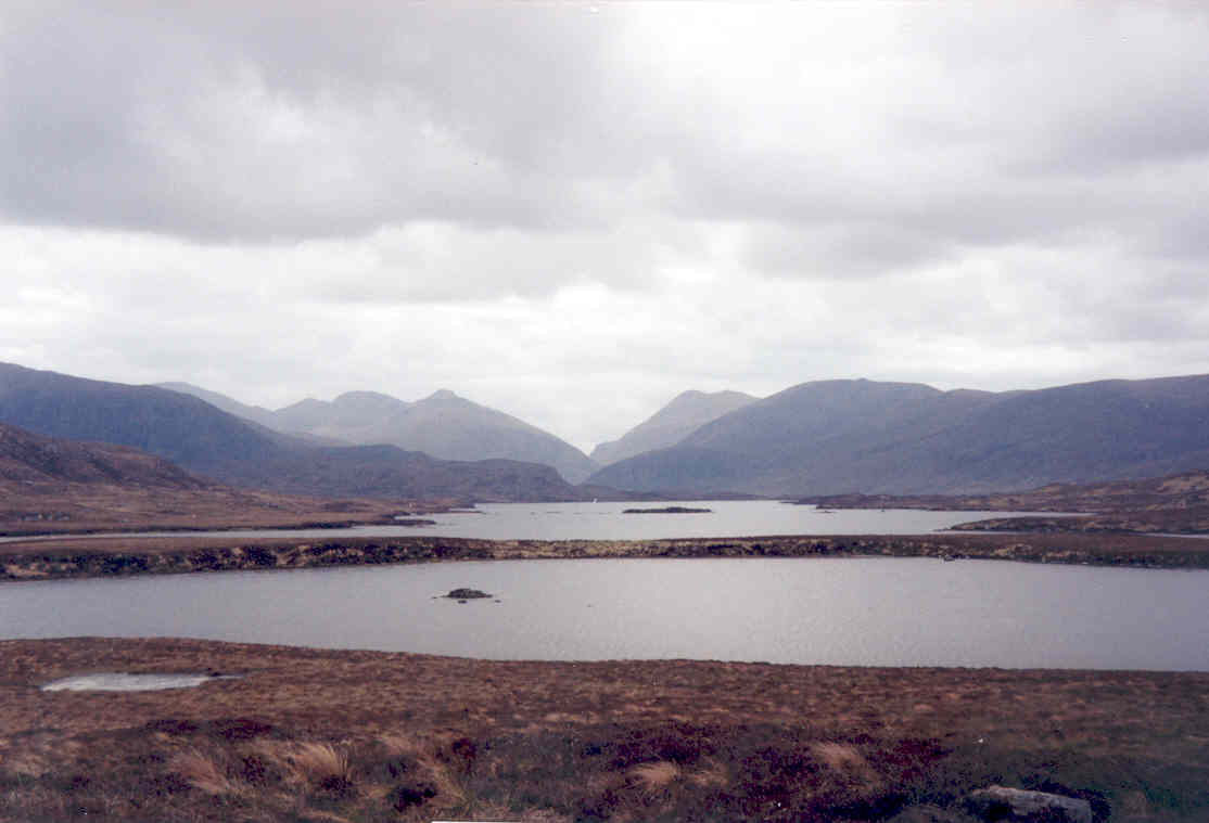 Loch Coire Geurad and Loch Langabhat behind the dam