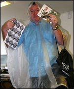 John Uphoff models the goody bag contents