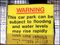 Flood sign in floods