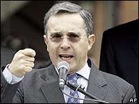 O presidente da Colômbia, Álvaro Uribe