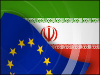 پرچمهای ايران و اتحاديه اروپا