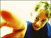 Boy playing tig