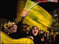 Hizbullah yandaşlarının zafer kutlamaları
