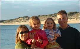 The Watts family at Prevelly Beach
