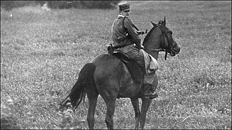 A border guard on a horse
