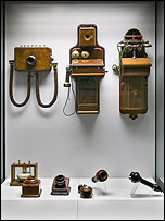 A selection of early telephones at MOSI