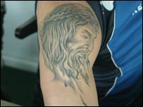 Nathan Jones' tattoo of Jesus Christ