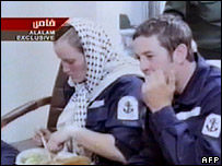 Iranian TV footage of the captured sailors