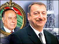 الهام علی اف در برابر تصوير حيدر