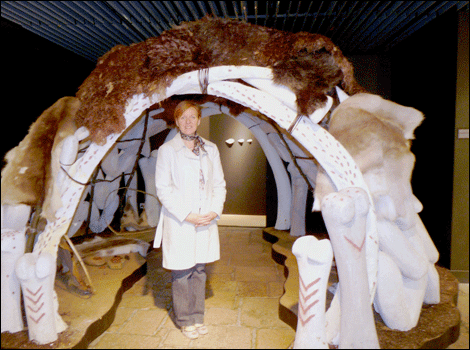 Archaeologists and a mammoth