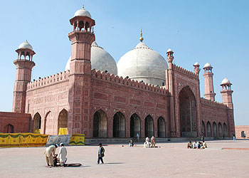 The magnificent Badshahi mosque was built in the 17th Century by the last of the great Mogul emperors, Aurangzeb. It is one of the largest mosques in the world.