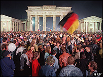 German unity celebration at Brandenburg Gate, Berlin, Oct 1990