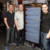 Dave, Chris and Aled model the enormous screen in the studio where your messages of support are displayed.