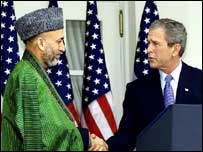 हामिद करज़ई और जॉर्ज बुश