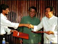 JVP General Secretary Tilvin Silva and PA General Secretary D M Jayaratne