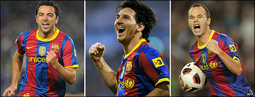 Xavi, Messi e Iniesta