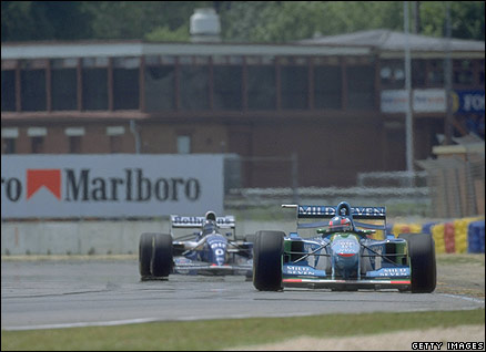 Damon Hill pursues Michael Schumacher in 1994