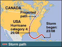 مسير طوفان کاترينا
