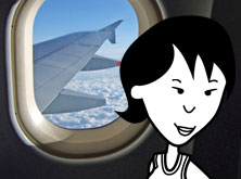 Helen on the plane to Beijing