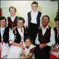 L - R centre: Ann Barber, Sheila Swales, Cyril Swales, Maureen Croft L-R Top: grandsons Mark and James Barber Bottom centre: granddaughter Francesca Swales