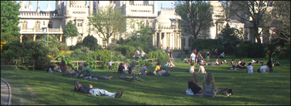 People relaxing in a park