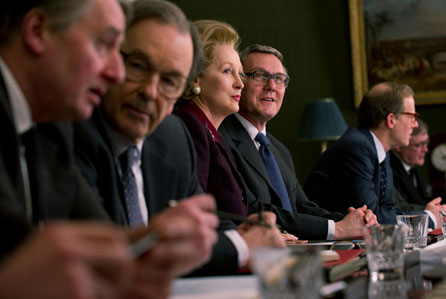 Meryl Streep as Margaret Thatcher and Anthony Head as Geoffrey Howe. Photo: Pathé UK