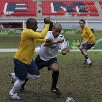 Mike Anthony playing footie at Wembley Stadium