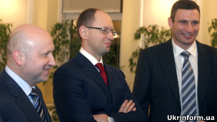Александр Турчинов, Арсений Яценюк, Виталій Кличко 